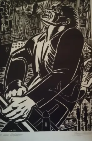 木刻 Masereel - Ere aan Verhaeren