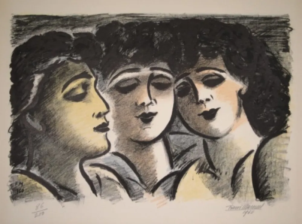 石版画 Masereel - Trois visages