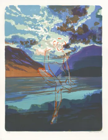 石版画 Masmonteil - Baigneuse  (Se retirant une épine)