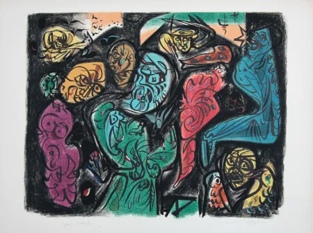 石版画 Masson - Astres et visages