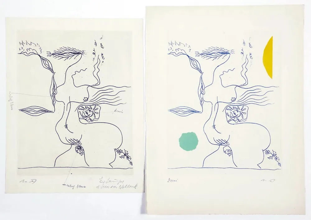 蚀刻飞尘法 Masson - FANTASME ÉROTIQUE (1960). 2 épreuves dont 1 unique.