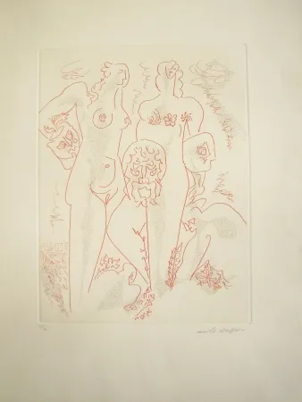 版画 Masson - Femmes aux masques