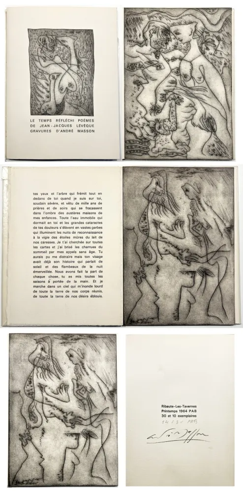 插图书 Masson - J.J Lévêque. LE TEMPS RÉFLÉCHI. Gravures d'André Masson. PAB 1964
