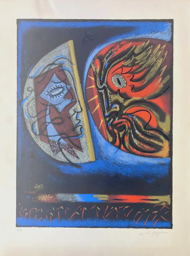 石版画 Masson - La Lune et le Soleil 