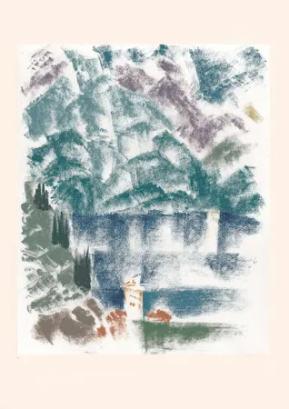 石版画 Masson - Lac de Côme (Voyage à Venise)