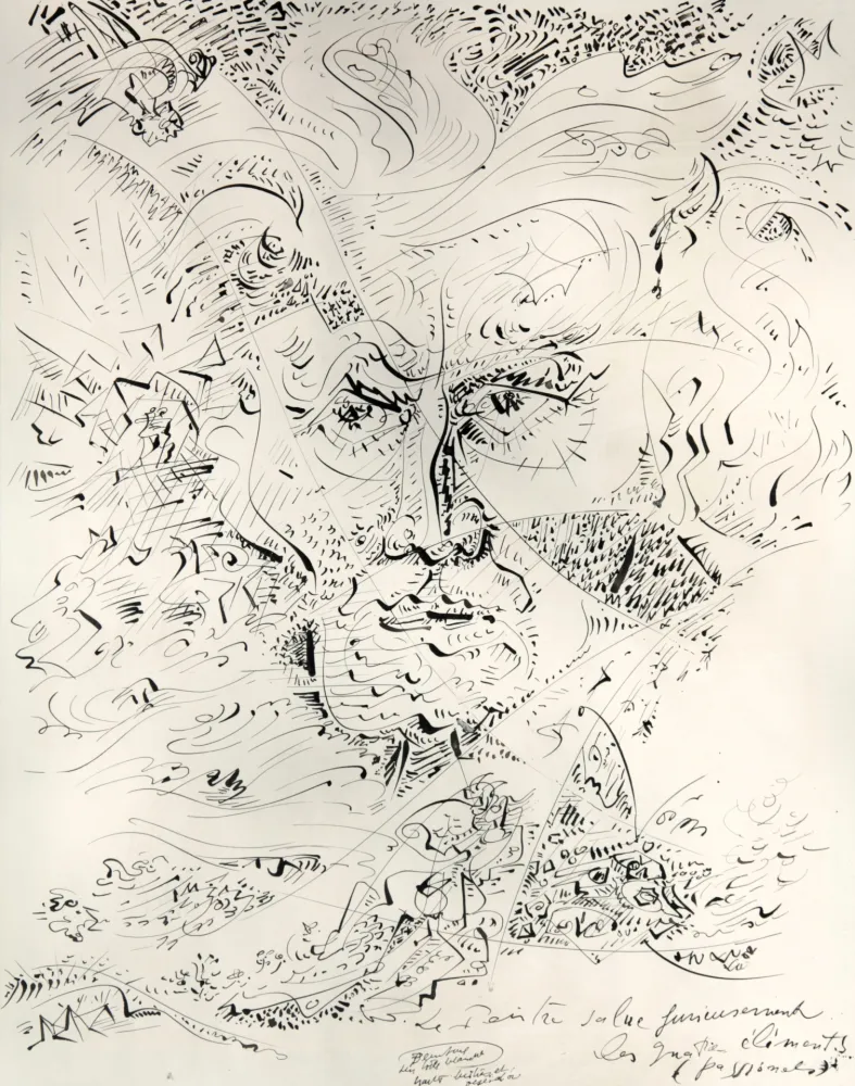 无技术 Masson - Le peintre salue furieusement les quatre éléments passionnels