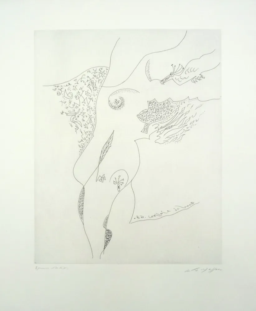 蚀刻版画 Masson - Le sein et l'oiseau