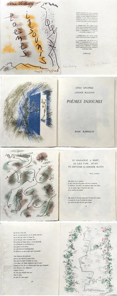 插图书 Masson - Léna Leclercq. POÈMES INSOUMIS. Avec 10 lithographies sur Japon nacré (1963)