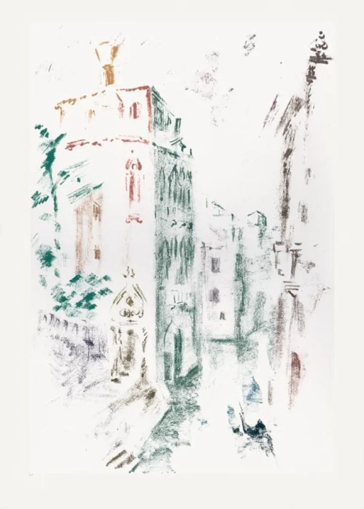 石版画 Masson - Palais et canal (Voyage à Venise)