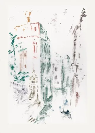 石版画 Masson - Palais et canal (Voyage à Venise)