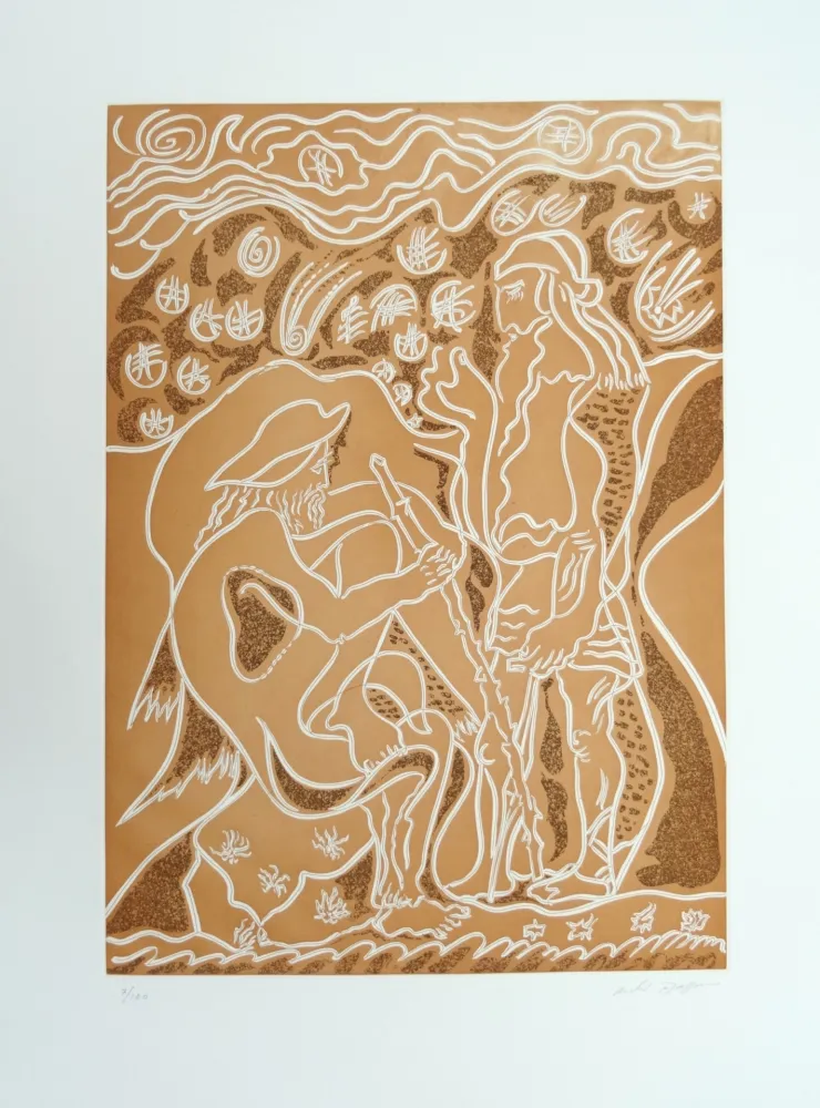 蚀刻版画 Masson - Reconnaissance par le porcher