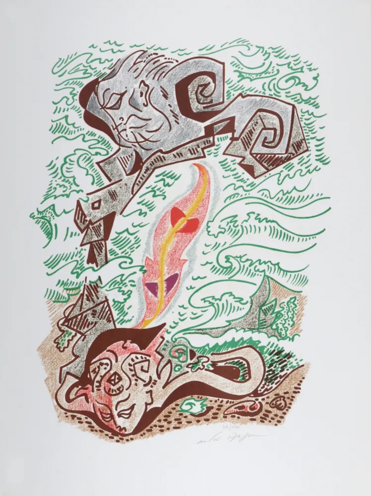 石版画 Masson - Sonnets de Louise Labé #7, 1972 - Hand signed!