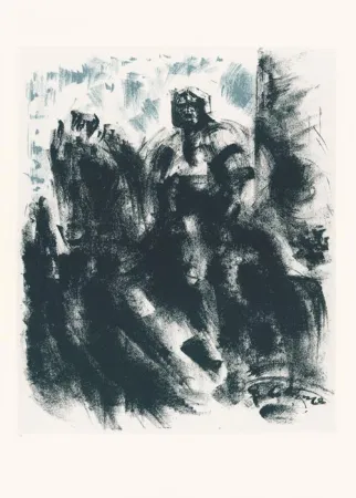 石版画 Masson - Statue du Colleone, la nuit (Voyage à Venise)