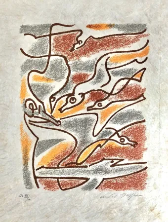 石版画 Masson - Une étoile de craie