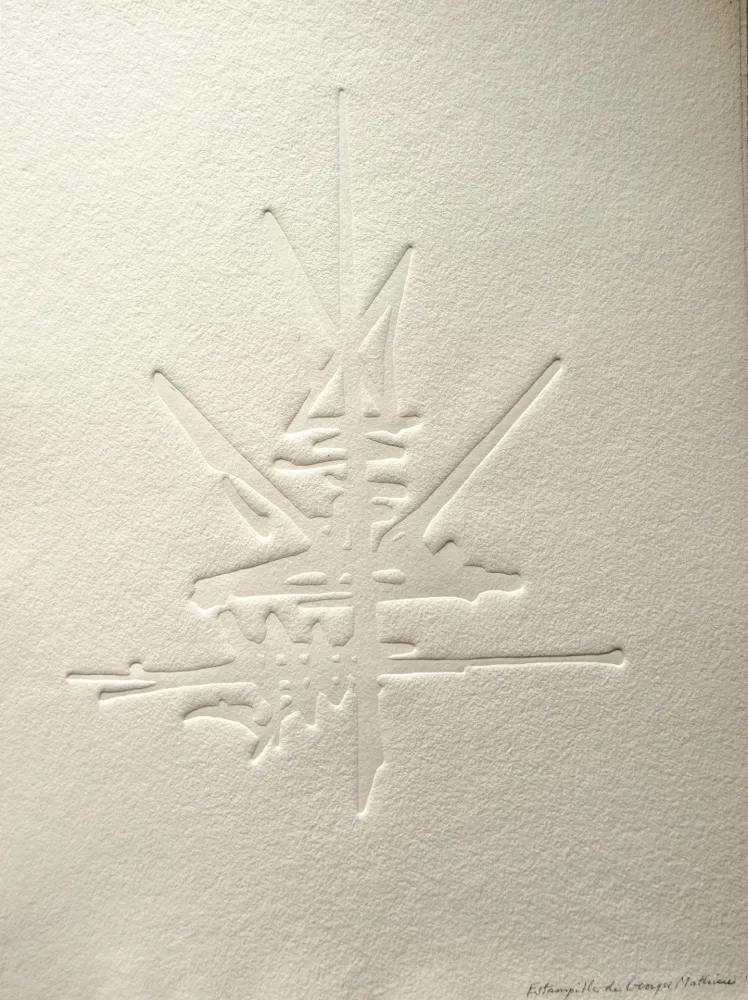 无技术 Mathieu - Georges Mathieu (1921-2012) - Composition abstraite2, Estampille signee a la main 