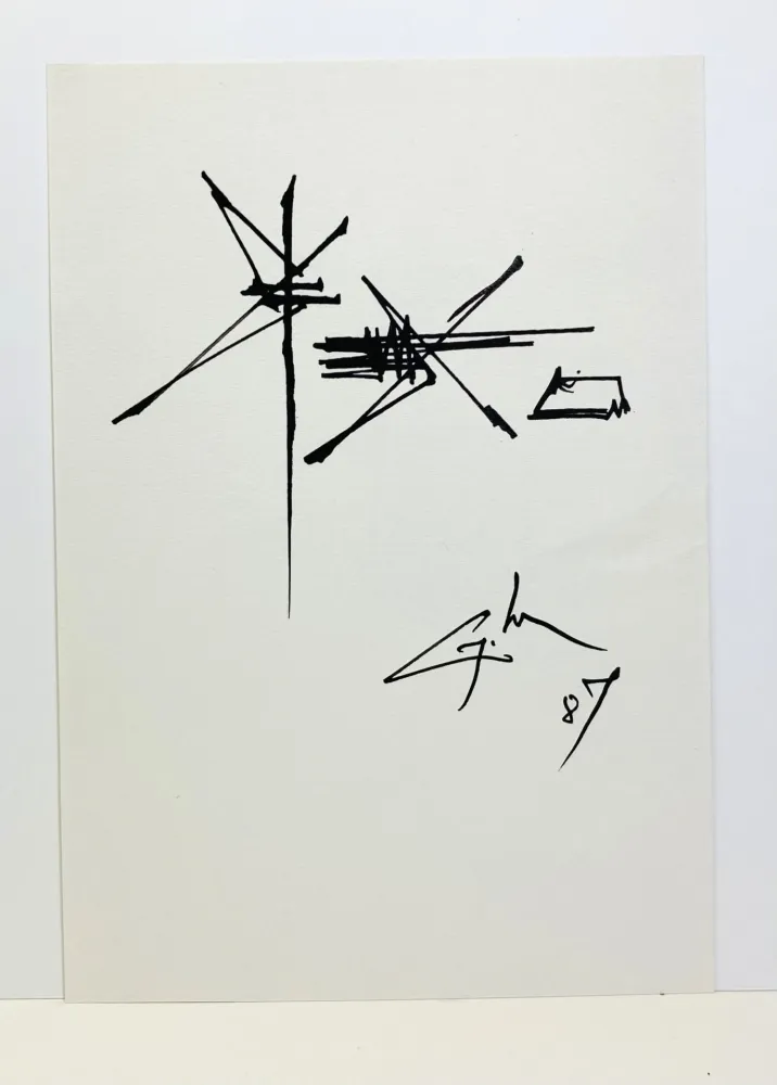 无技术 Mathieu - Georges Mathieu (1921-2012). Dessin à l'encre. 1987. 