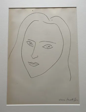 石版画 Matisse (After) - Facing Woman’s  portrait with long hair 