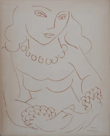 石版画 Matisse (After) - Portrait de femme