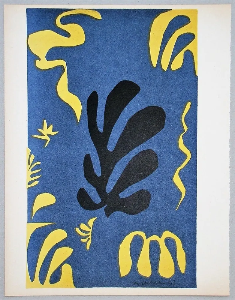 石版画 Matisse - Composition fond bleu, 1951