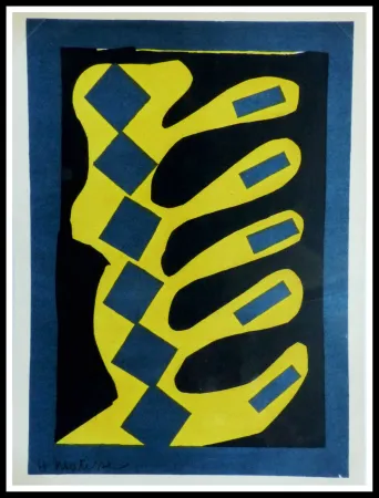 石版画 Matisse - COMPOSITION  JAUNE BLEU ET NOIR