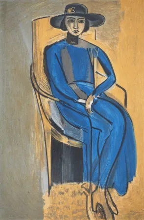 石版画 Matisse - Elégante en robe bleu (Madame Greta Prozor)
