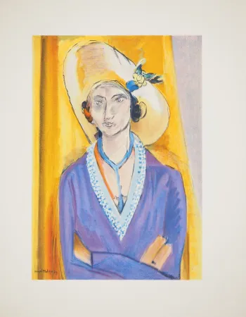 石版画 Matisse - Femme au chapeau de paille
