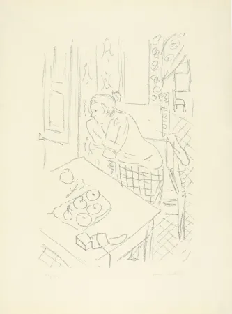 石版画 Matisse - Figure dans un intérieur