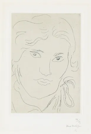 版画 Matisse - Jeune fille de face, flot de ruban sur l'épaule gauche