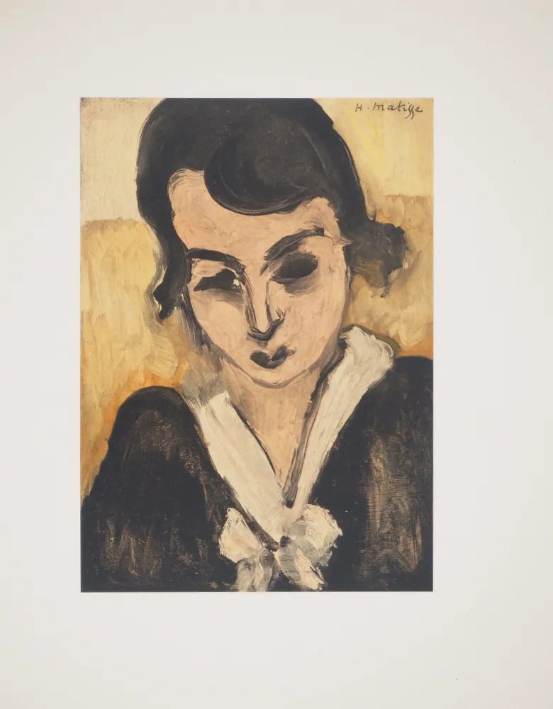 石版画 Matisse - La robe au col blanc