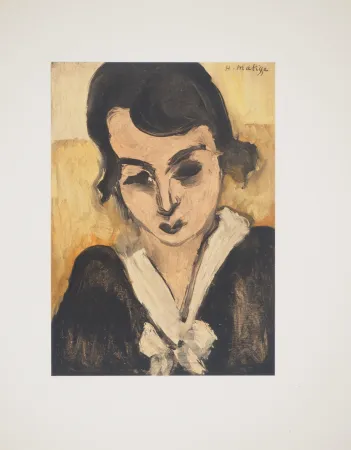 石版画 Matisse - La robe au col blanc