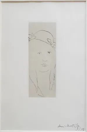 版画 Matisse - Loulou au chapeau fleuri