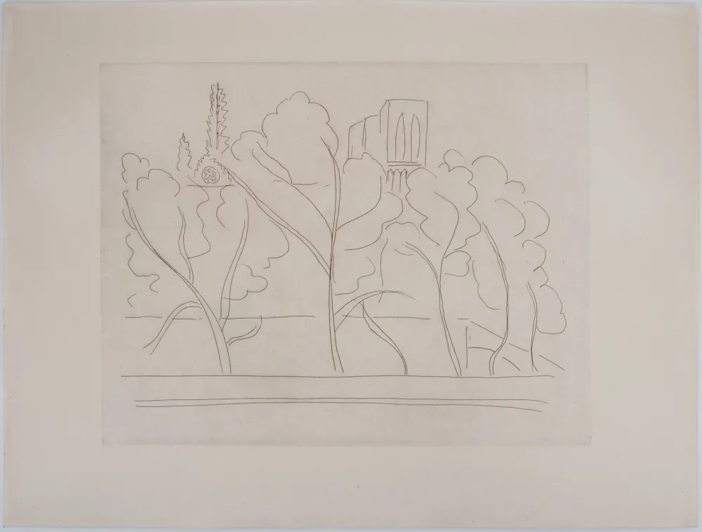 版画 Matisse - Notre Dame à travers les arbres