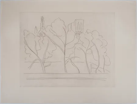 版画 Matisse - Notre Dame à travers les arbres