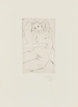 干刻版画 Matisse - Nu assis-les yeux noris