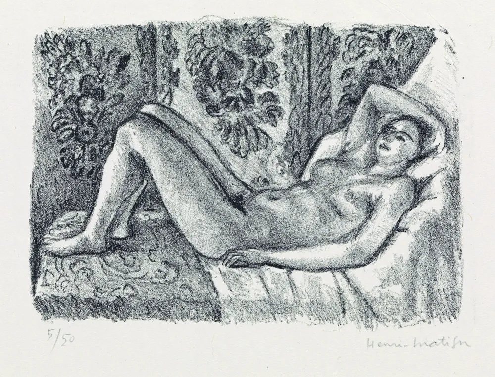 石版画 Matisse - Nu couché au paravant Louis XIV