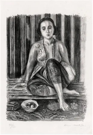 石版画 Matisse - Odalisque à la coupe de fruits. Lithographie (1925).