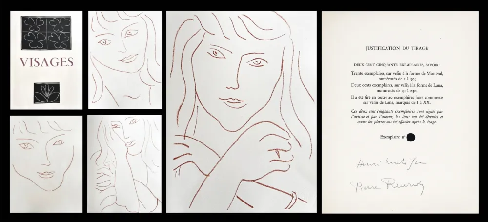 插图书 Matisse - P. Reverdy. VISAGES. 14 lithographies (1946)