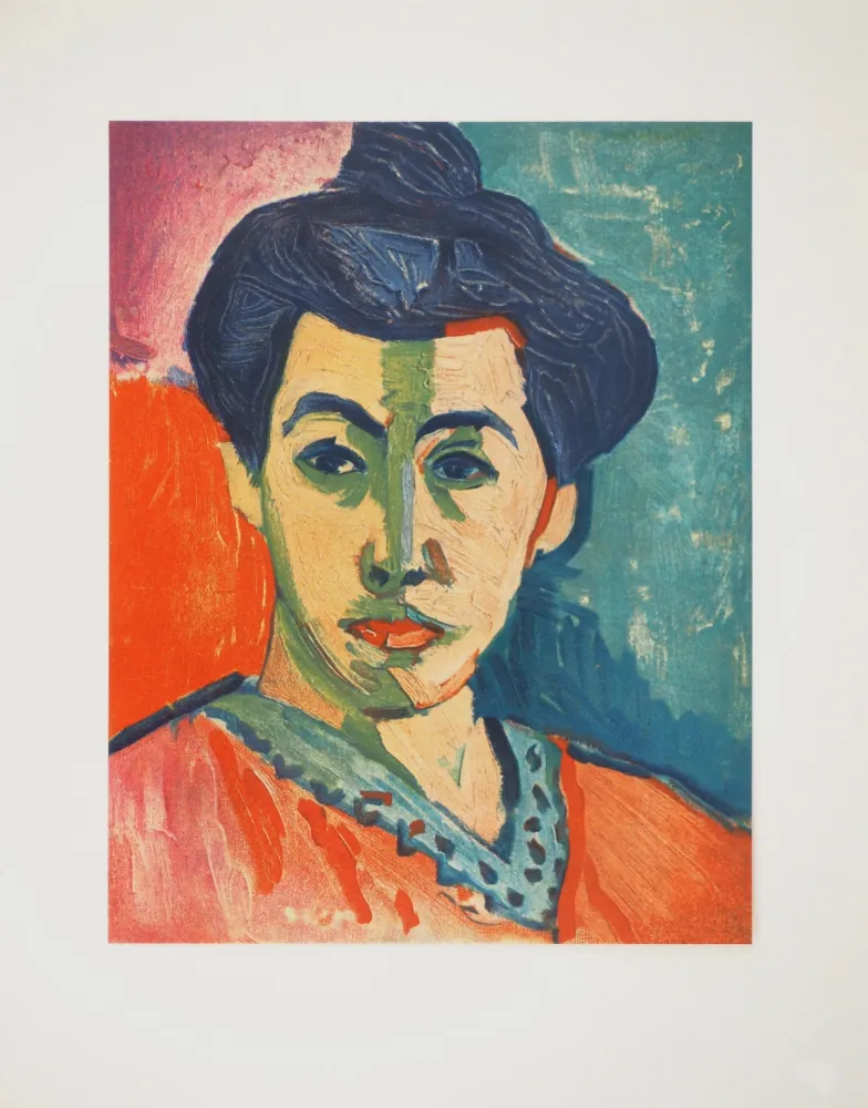 石版画 Matisse - Portrait à la raie verte