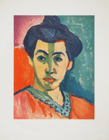 石版画 Matisse - Portrait à la raie verte