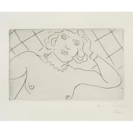 版画 Matisse - Torse, fond à losanges 