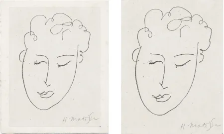 石版画 Matisse - VISAGE DE FEMME. Pour Jules Romains : Pierres Levées, poèmes. Paris 1948