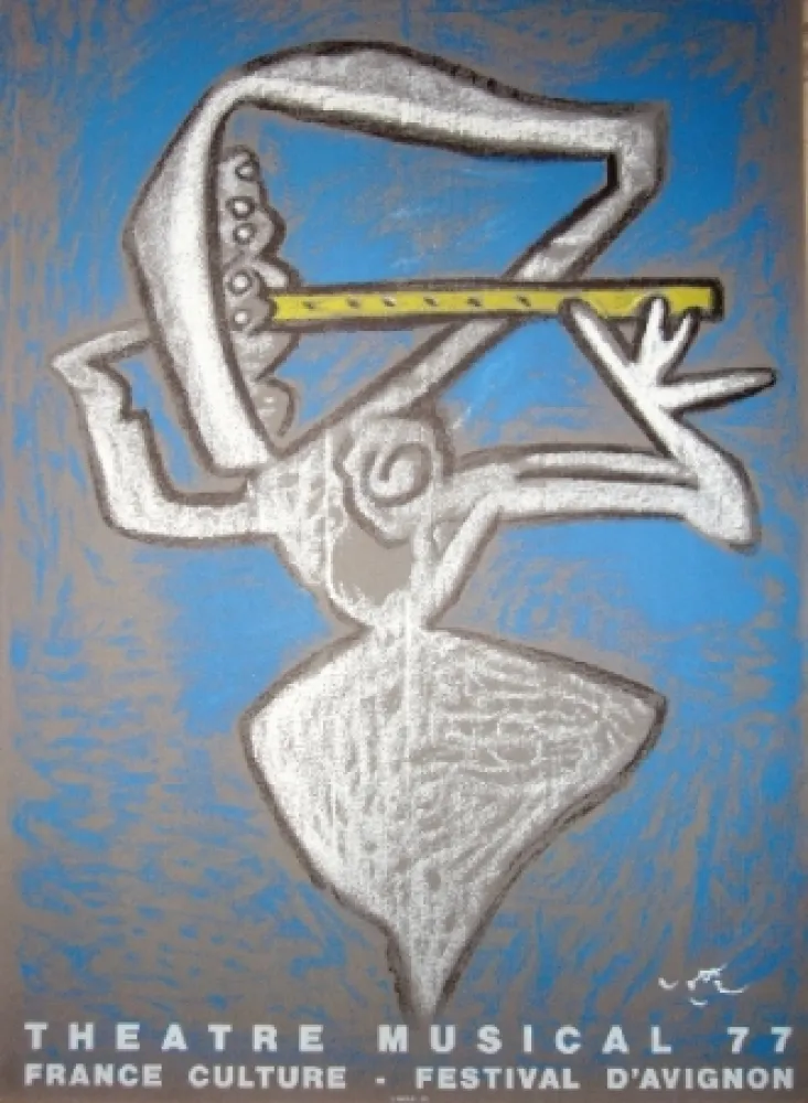 石版画 Matta - Affiche pour le théâtre municipal musical, France culture, Festival d'Avignon.