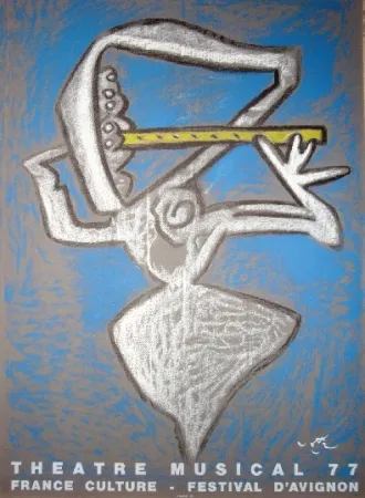 石版画 Matta - Affiche pour le théâtre municipal musical, France culture, Festival d'Avignon.