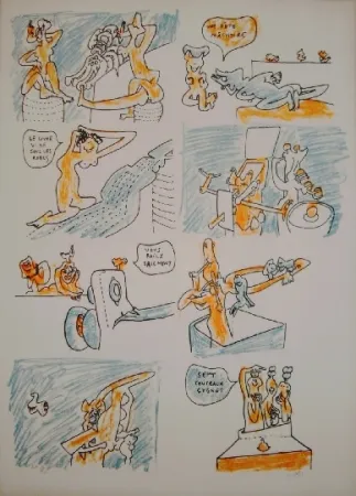 石版画 Matta - Fête couchée