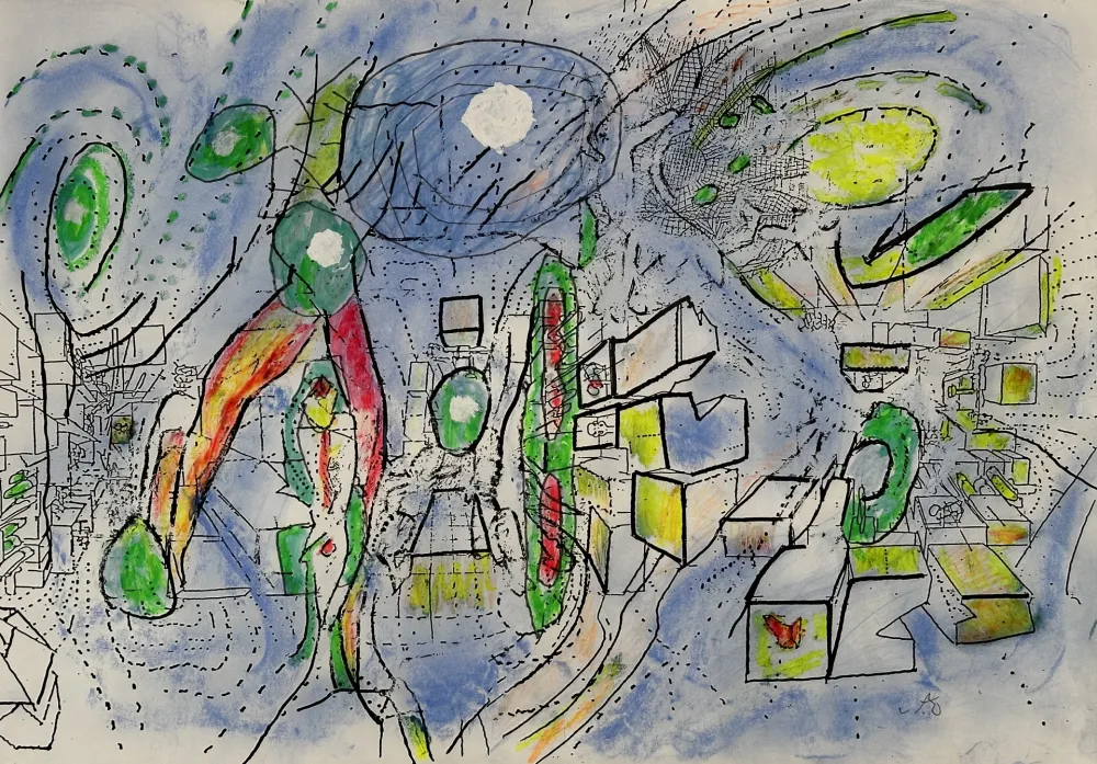 无技术 Matta - Sans Titre Drawing on Print