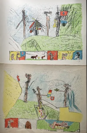 石版画 Matta - Utopiens aux soleil and Pan, ton io