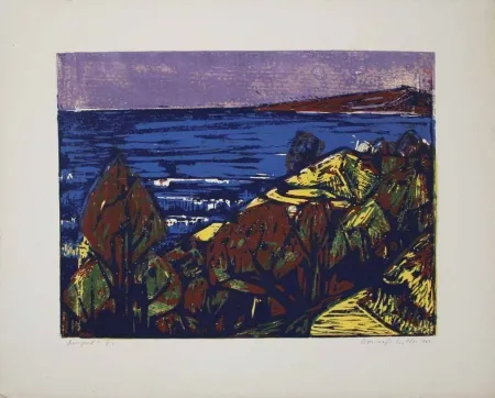 油毡版画 Mazsaroff - Aranypart (Golden Shore) (Lake Balaton)
