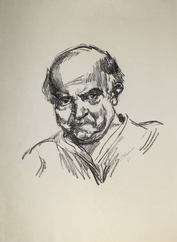 石版画 Meidner - Selbstbildnis nach links