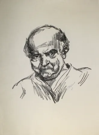 石版画 Meidner - Selbstbildnis nach links