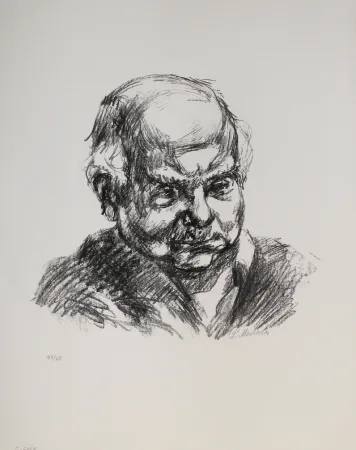 石版画 Meidner - Selbstbildnis nach rechts